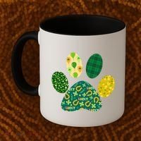 Cute Funny St Patrick's Day Patterns Pet Animal Paw Coffee Mug thumb 2