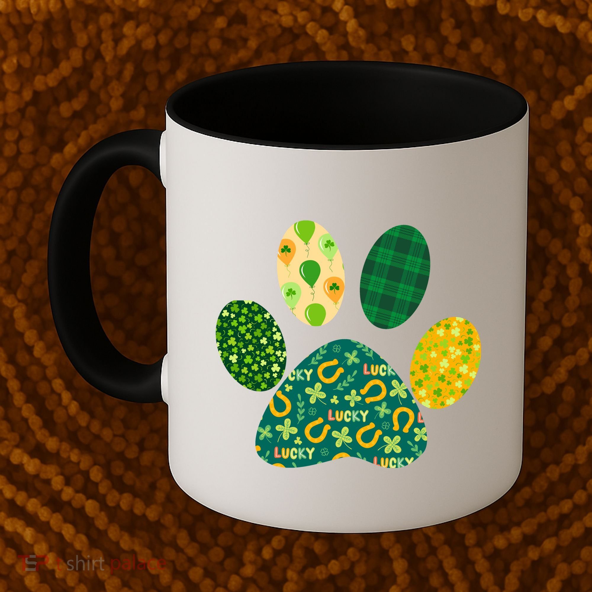 Cute Funny St Patrick's Day Patterns Pet Animal Paw Coffee Mug