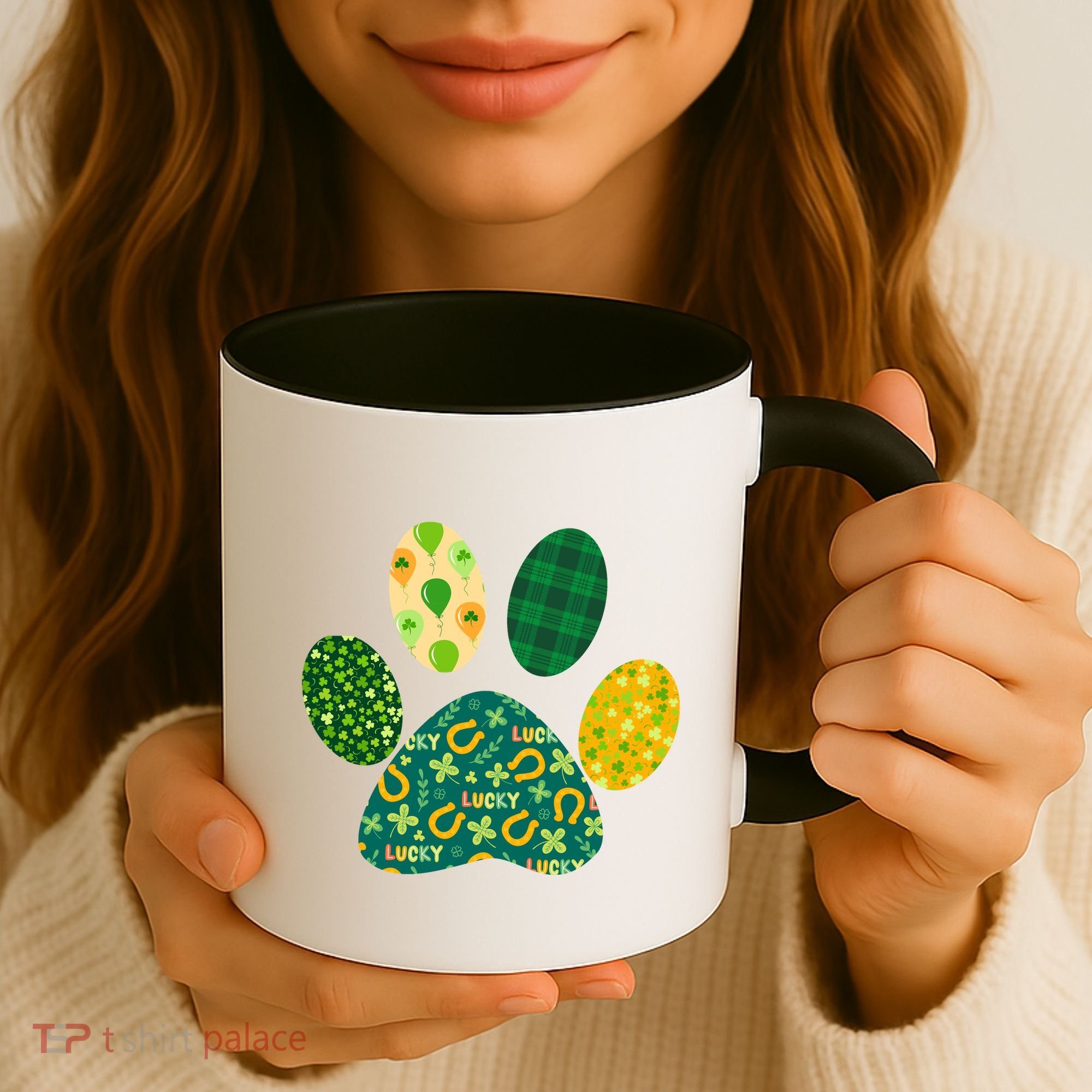 Cute Funny St Patrick's Day Patterns Pet Animal Paw Coffee Mug