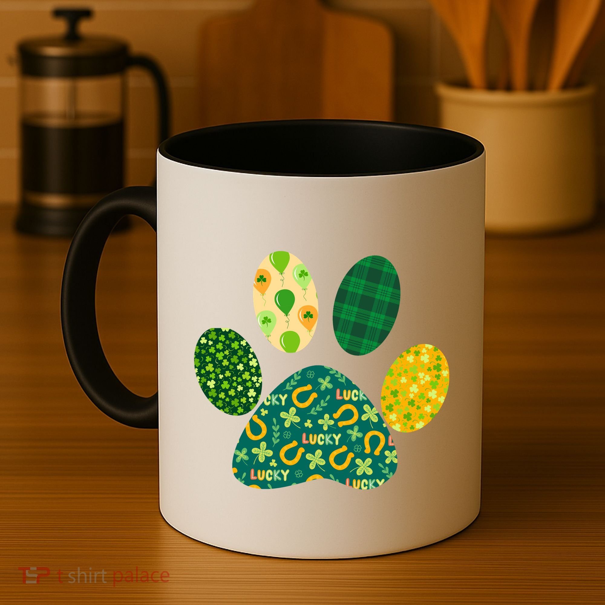 Cute Funny St Patrick's Day Patterns Pet Animal Paw Coffee Mug