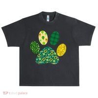 Cute Funny St Patrick's Day Patterns Pet Animal Paw Urban Oversized Heavyweight T-Shirt thumb 0