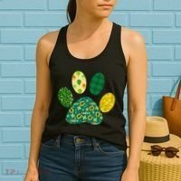 Cute Funny St Patrick's Day Patterns Pet Animal Paw Women's Tank Top thumb 2