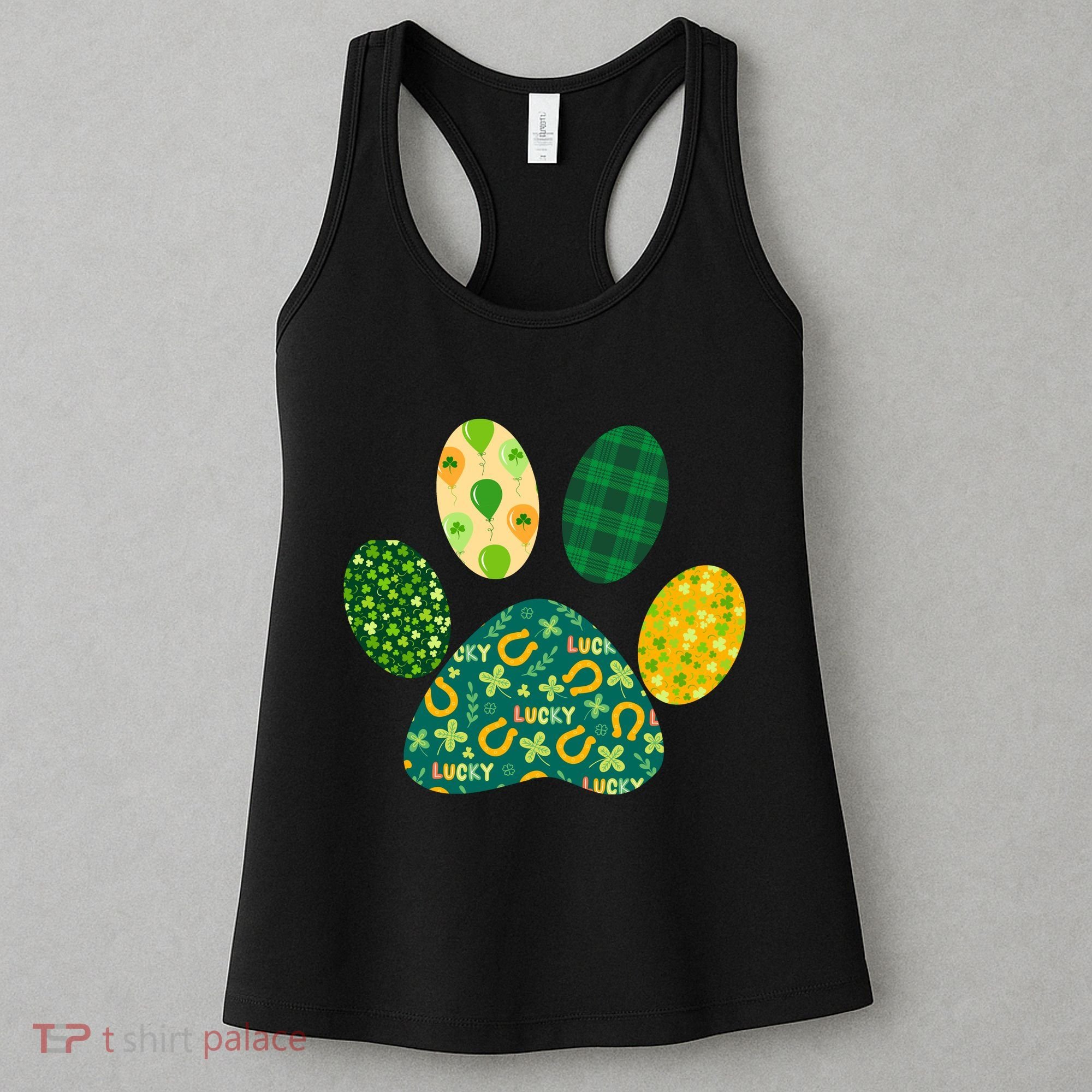 Cute Funny St Patrick's Day Patterns Pet Animal Paw Women's Tank Top