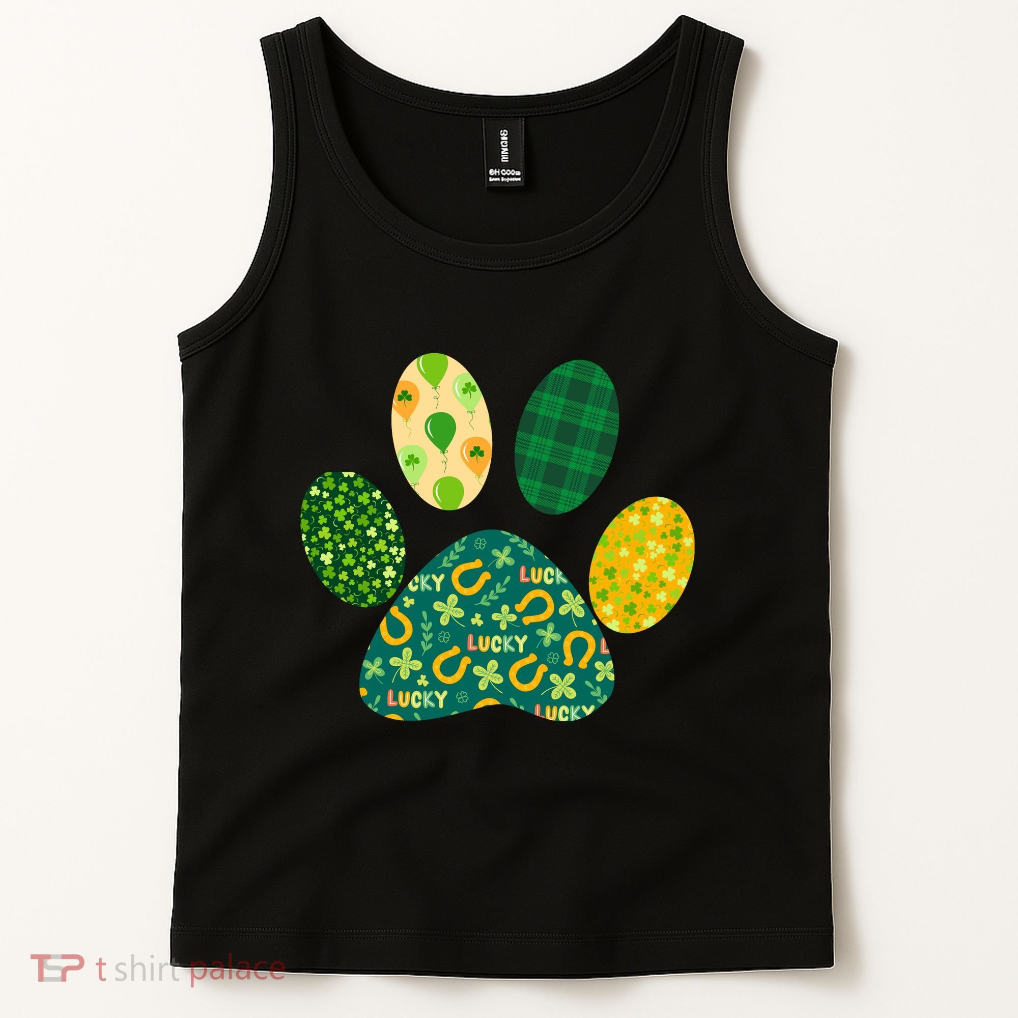 Cute Funny St Patrick's Day Patterns Pet Animal Paw Tank Top