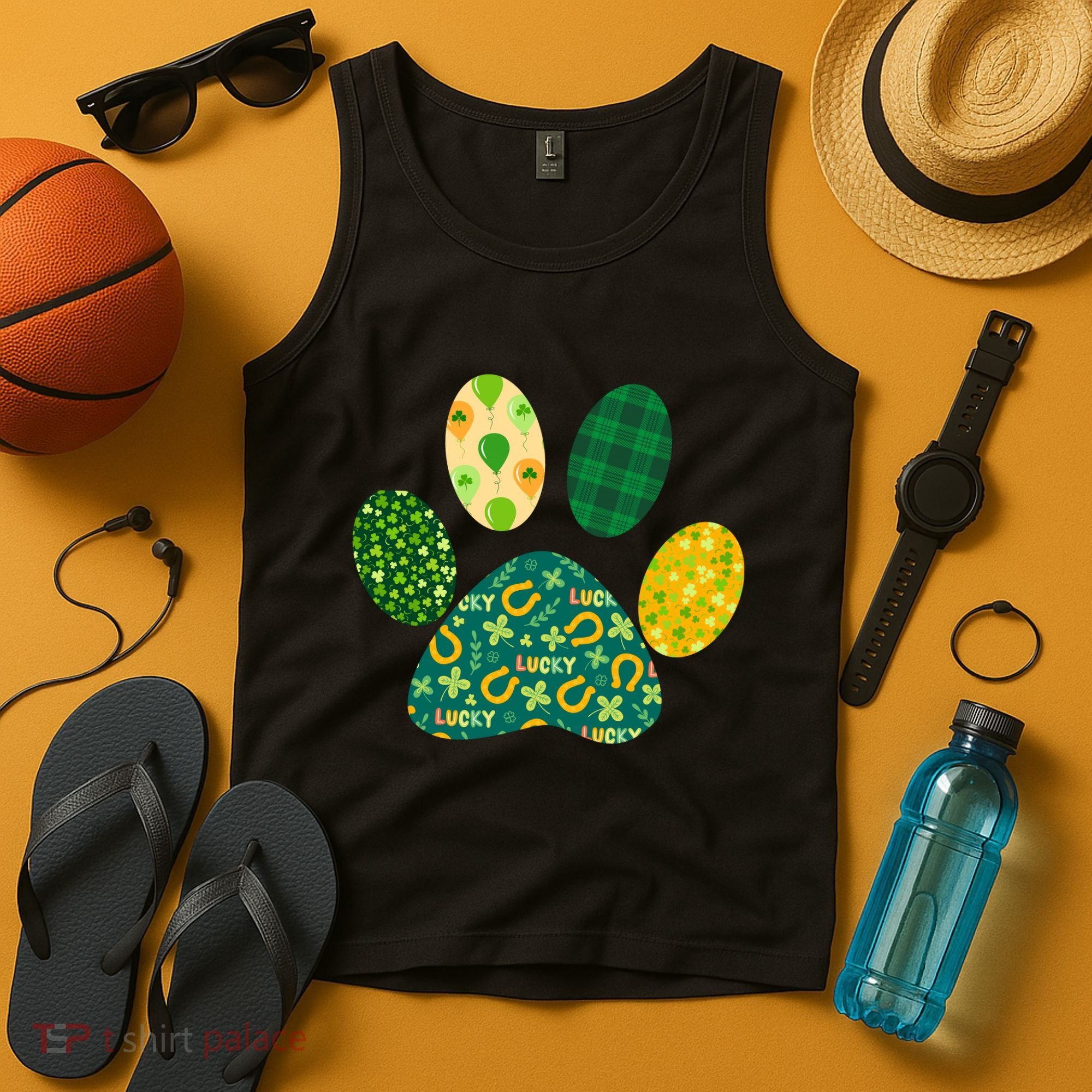 Cute Funny St Patrick's Day Patterns Pet Animal Paw Tank Top