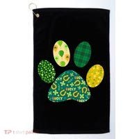 Cute Funny St Patrick's Day Patterns Pet Animal Paw Golf Towel thumb 0