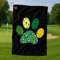 Cute Funny St Patrick's Day Patterns Pet Animal Paw Golf Towel thumb 1