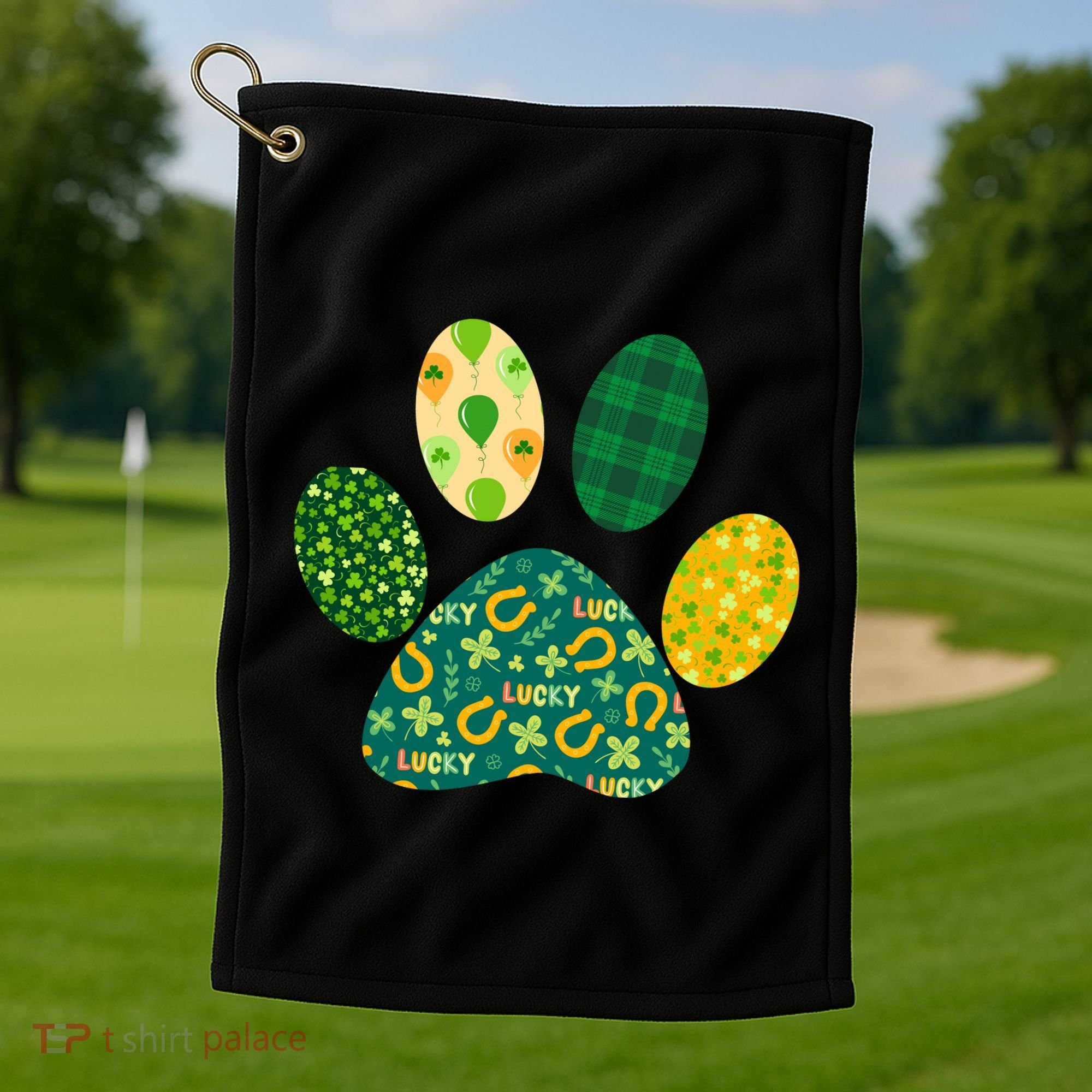 Cute Funny St Patrick's Day Patterns Pet Animal Paw Golf Towel