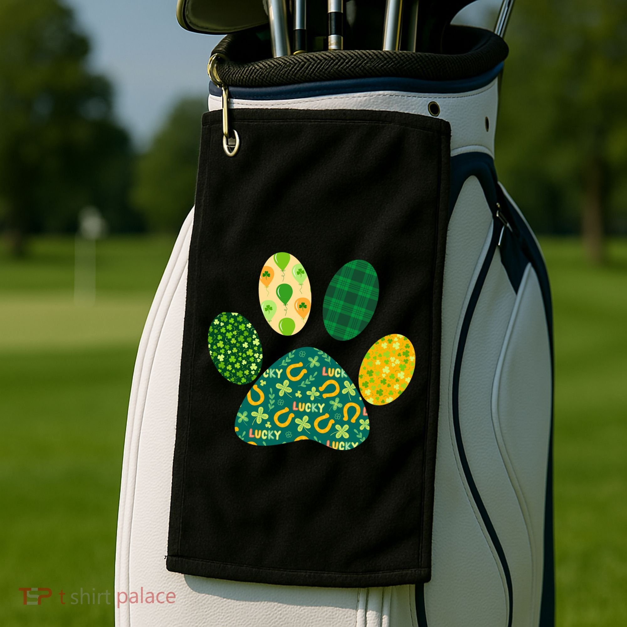 Cute Funny St Patrick's Day Patterns Pet Animal Paw Golf Towel