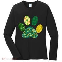 Cute Funny St Patrick's Day Patterns Pet Animal Paw Women's Long Sleeve Shirt thumb 0