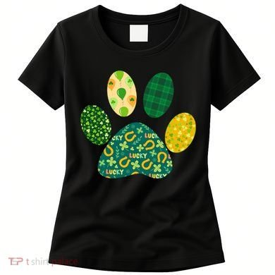 Cute Funny St Patrick's Day Patterns Pet Animal Paw Women's T-Shirt