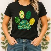 Cute Funny St Patrick's Day Patterns Pet Animal Paw Women's T-Shirt thumb 2