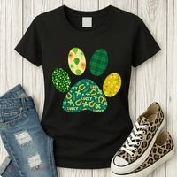 Cute Funny St Patrick's Day Patterns Pet Animal Paw Women's T-Shirt thumb 3