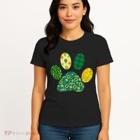 Cute Funny St Patrick's Day Patterns Pet Animal Paw Women's T-Shirt thumb 4