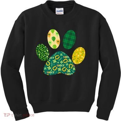 Cute Funny St Patrick's Day Patterns Pet Animal Paw Kids Sweatshirt