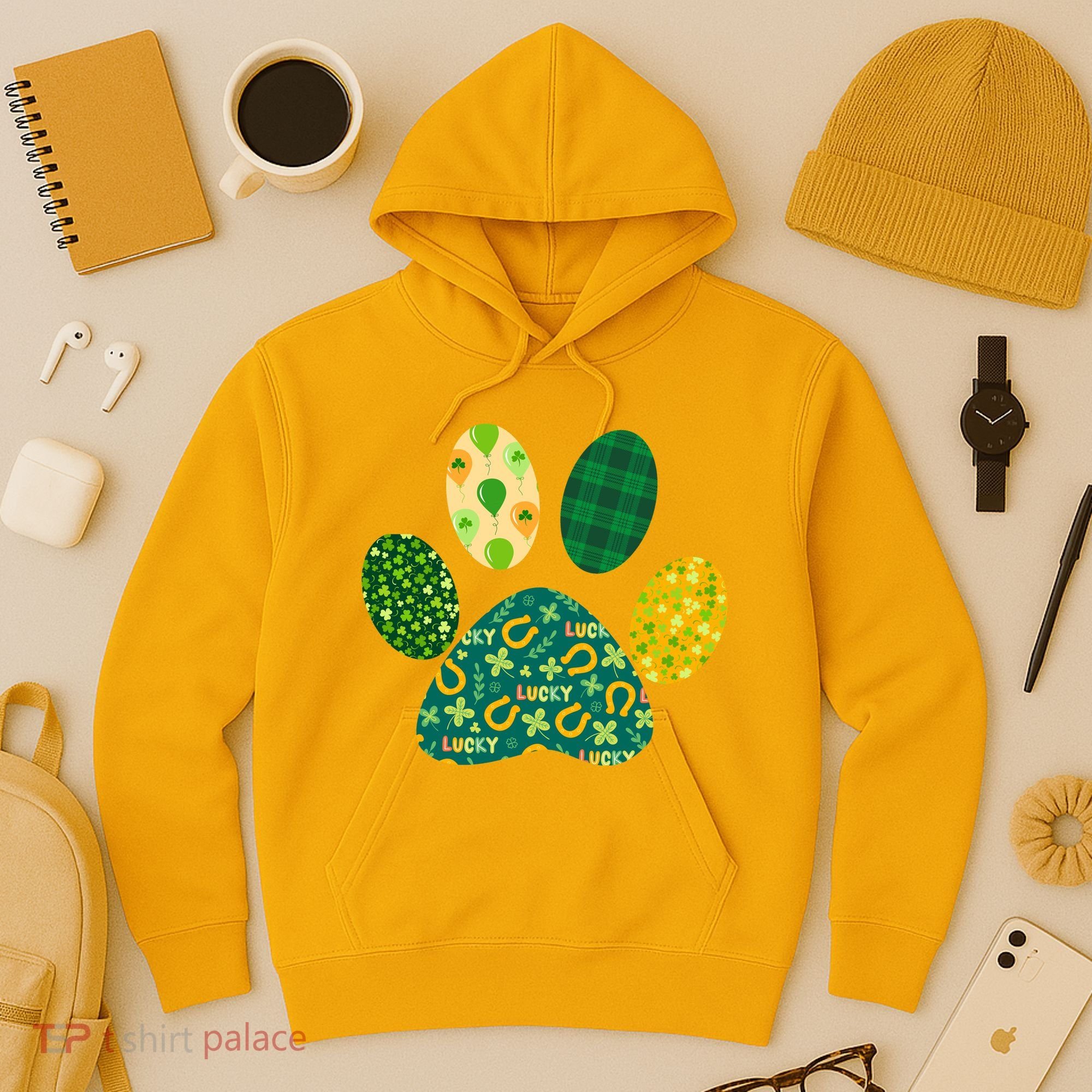 Cute Funny St Patrick's Day Patterns Pet Animal Paw Hoodie