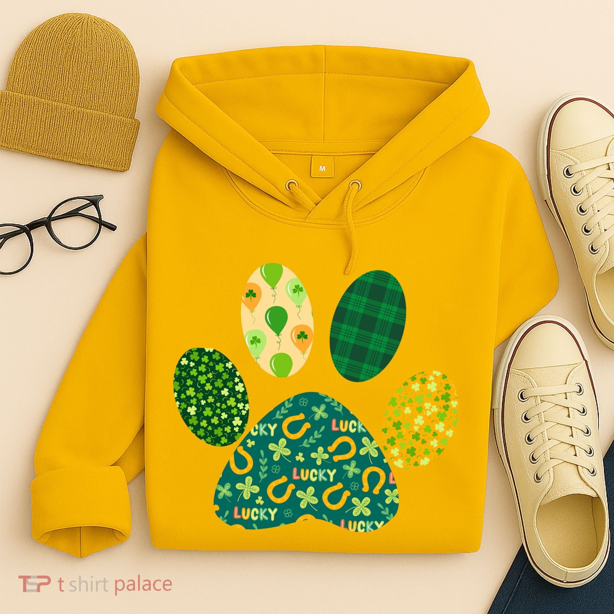 Cute Funny St Patrick's Day Patterns Pet Animal Paw Hoodie