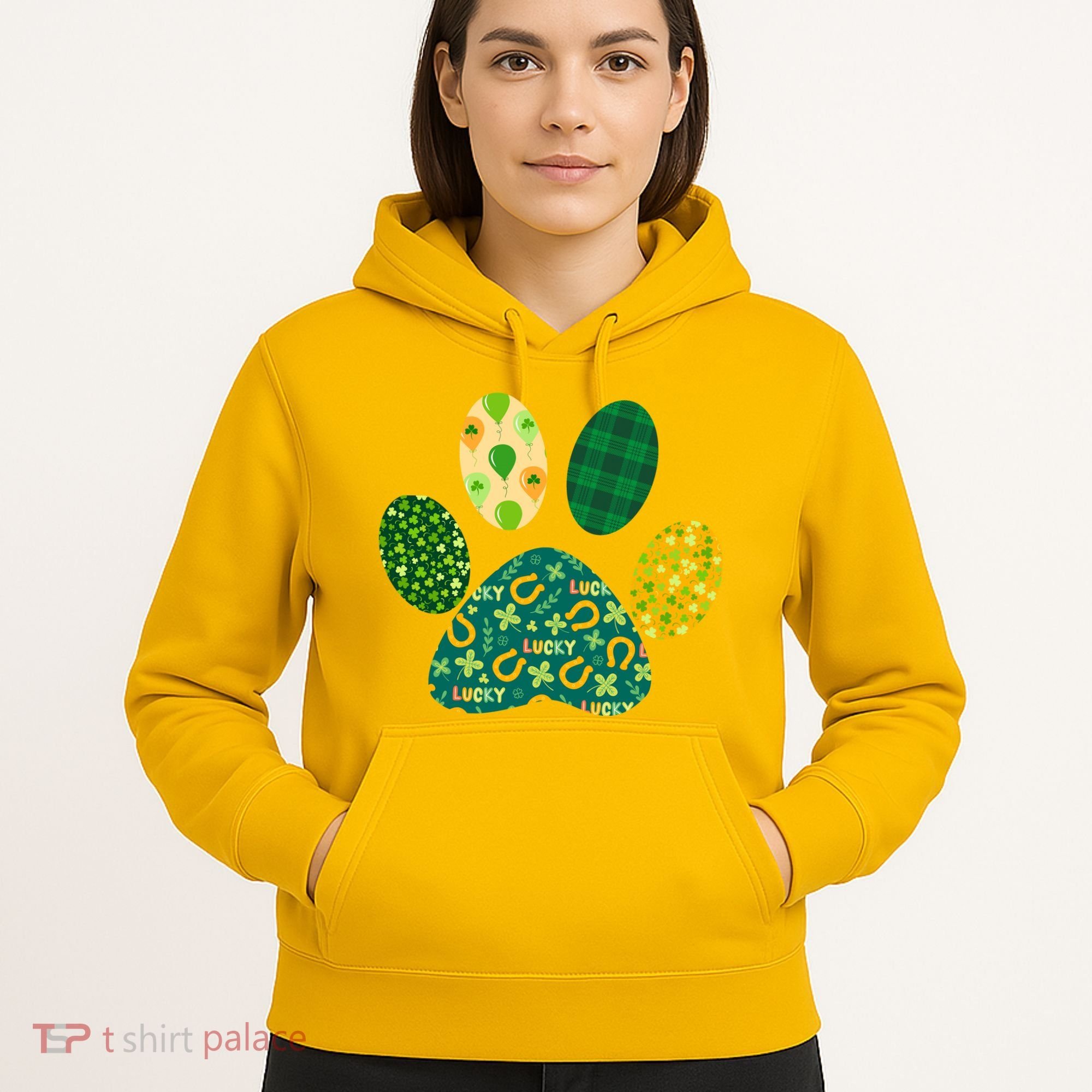 Cute Funny St Patrick's Day Patterns Pet Animal Paw Hoodie