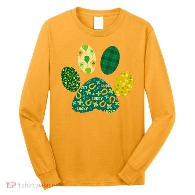 Cute Funny St Patrick's Day Patterns Pet Animal Paw Long Sleeve Shirt