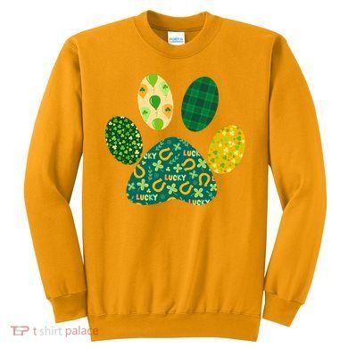 Cute Funny St Patrick's Day Patterns Pet Animal Paw Sweatshirt