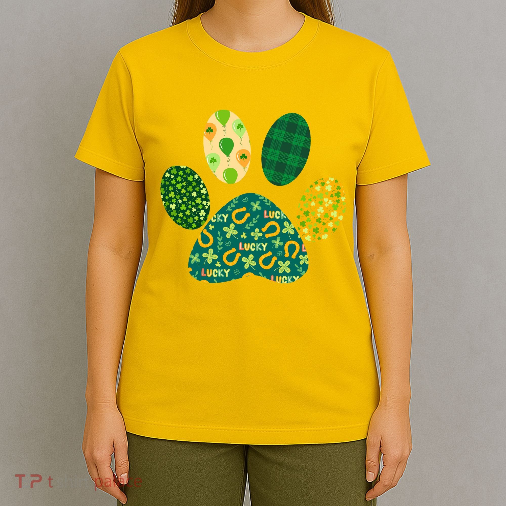 Cute Funny St Patrick's Day Patterns Pet Animal Paw T-Shirt