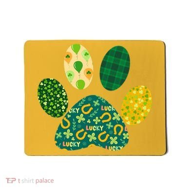 Cute Funny St Patrick's Day Patterns Pet Animal Paw Mousepad