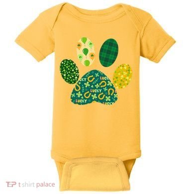 Cute Funny St Patrick's Day Patterns Pet Animal Paw Baby Bodysuit