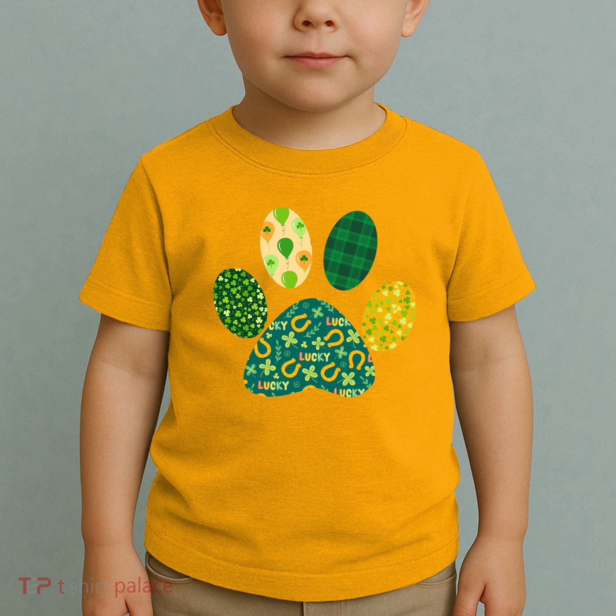 Cute Funny St Patrick's Day Patterns Pet Animal Paw Toddler T-Shirt