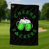 Cheers Fuckers St Patricks Day Beer Drinking Golf Towel thumb 1
