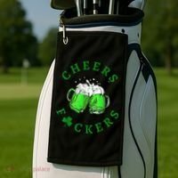 Cheers Fuckers St Patricks Day Beer Drinking Golf Towel thumb 2