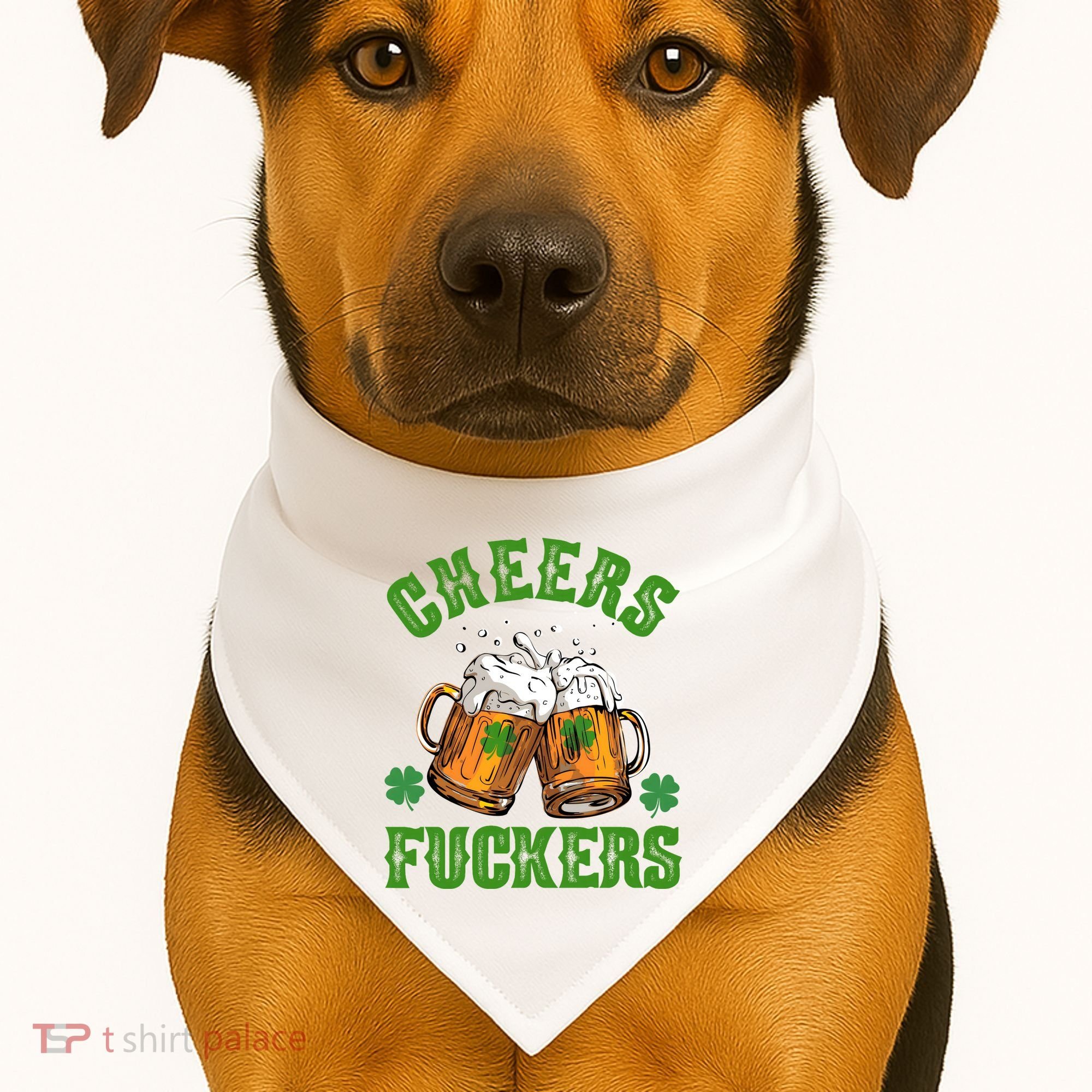 Cheers Fuckers St Patrick's Day Beers Festive USA-Made Doggie Bandana