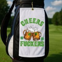 Cheers Fuckers St Patrick's Day Beers Festive Golf Towel thumb 2