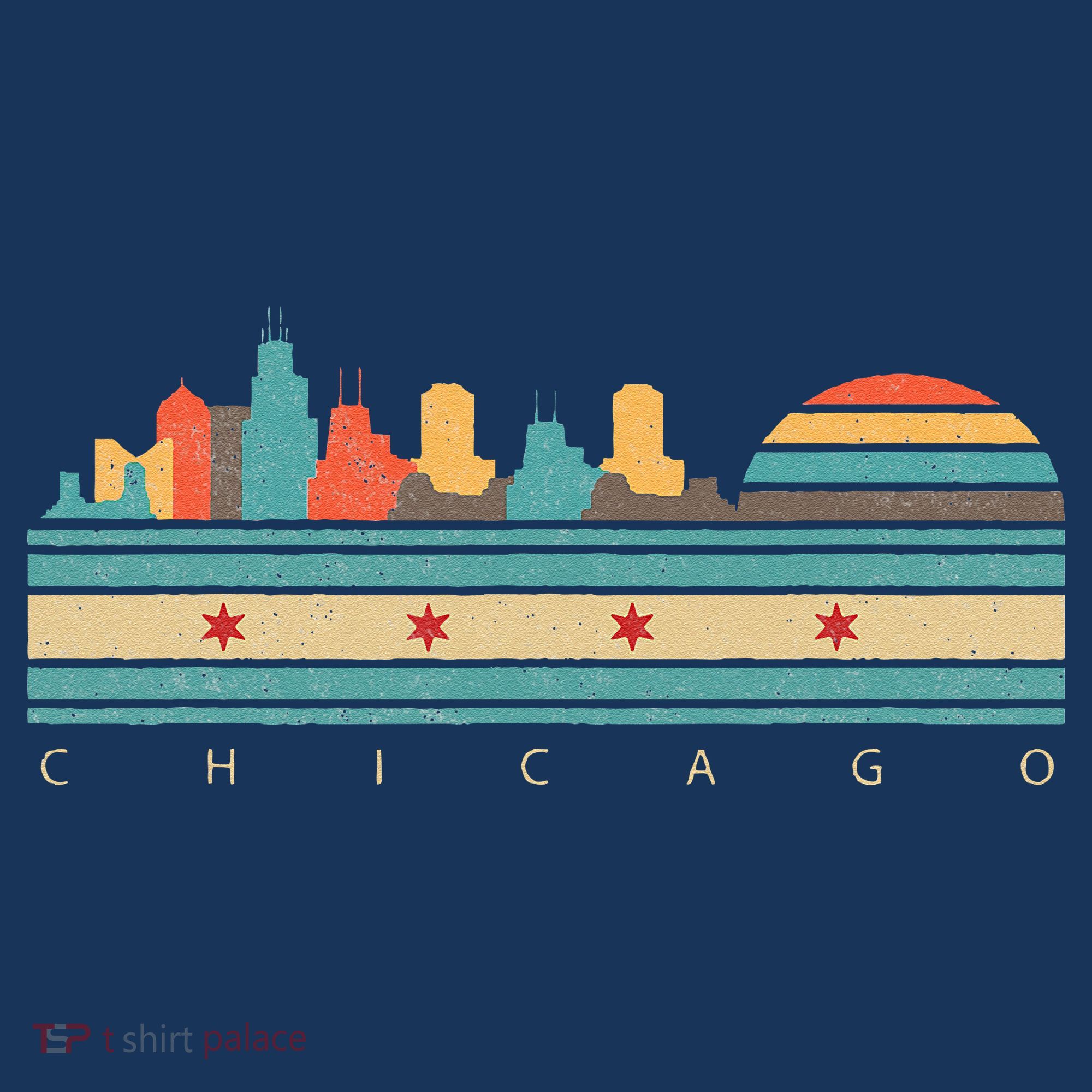 Chicago Flag Skyline Vintage Illinois City Retro Souvenir T-Shirt
