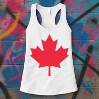 Canadian Flag Shirts Red Maple Leaf Canada Day Women's Tank Top thumb 3