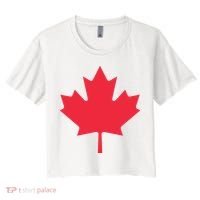 Canadian Flag Shirts Red Maple Leaf Canada Day Women's Crop Top Tee thumb 0