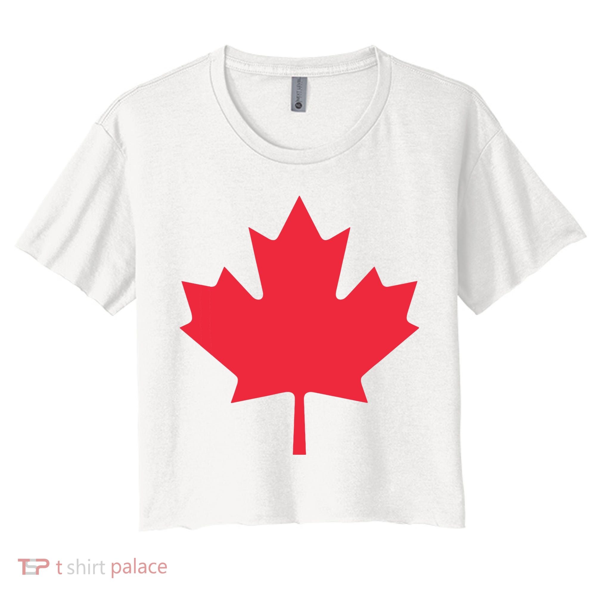 Canadian Flag Shirts Red Maple Leaf Canada Day Women's Crop Top Tee