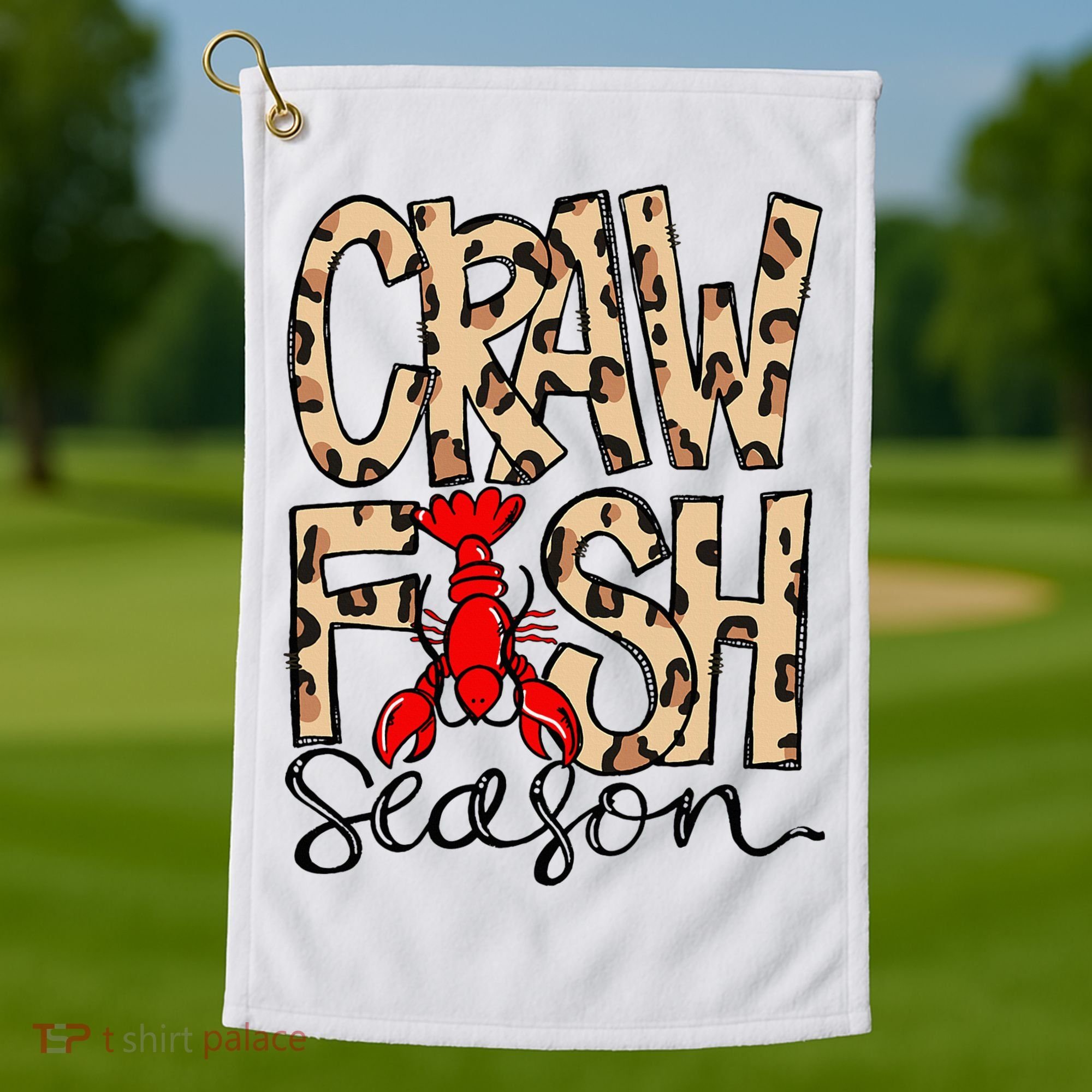 Craw Fish Season Leopard Love Crawfish Golf Towel
