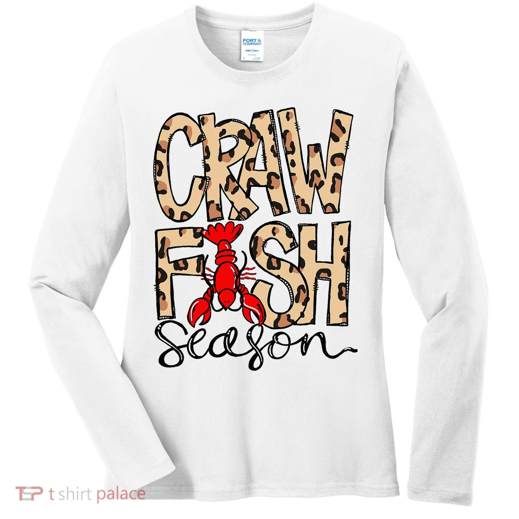 Craw Fish Season Leopard Love Crawfish Women's Long Sleeve Shirt