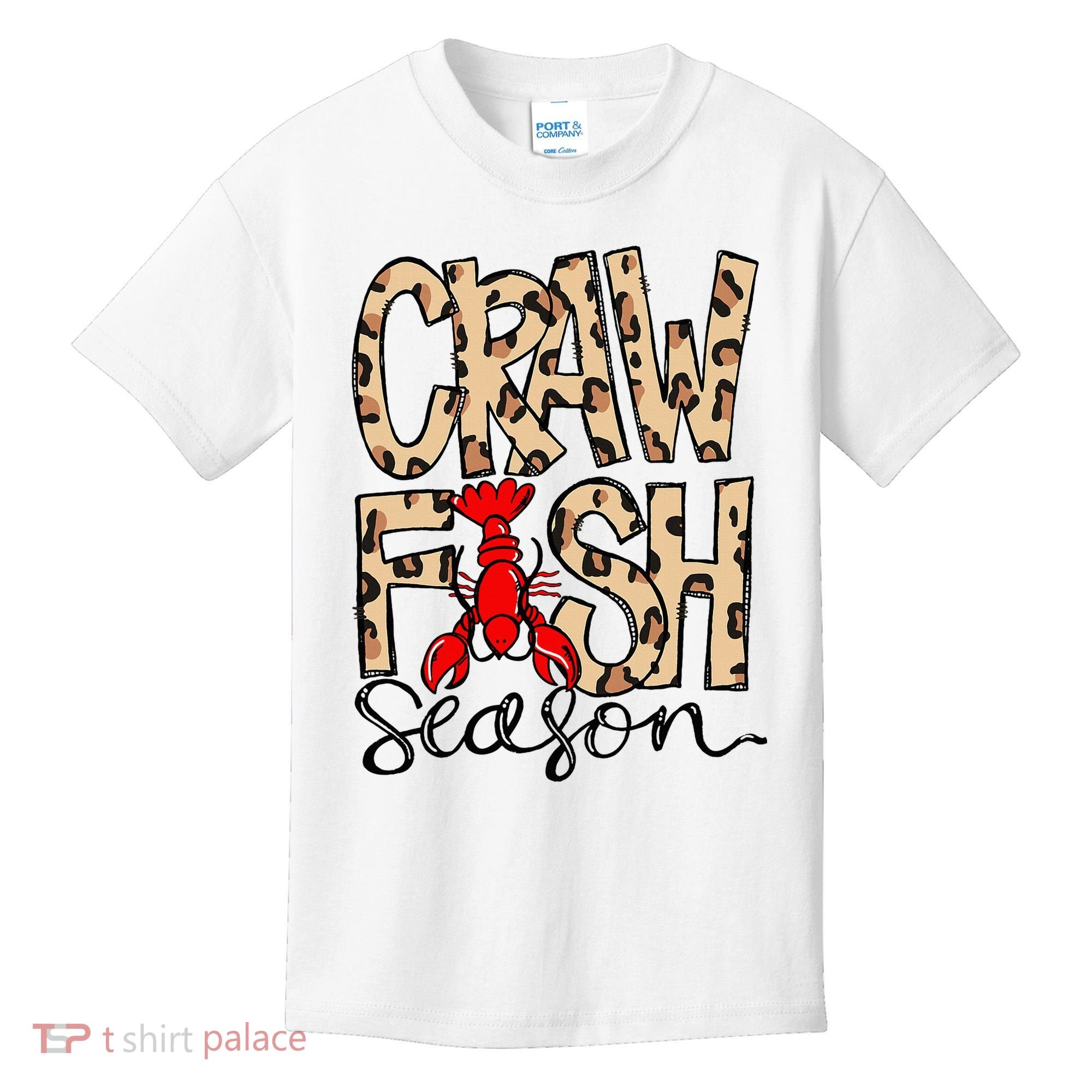 Craw Fish Season Leopard Love Crawfish Kids T-Shirt