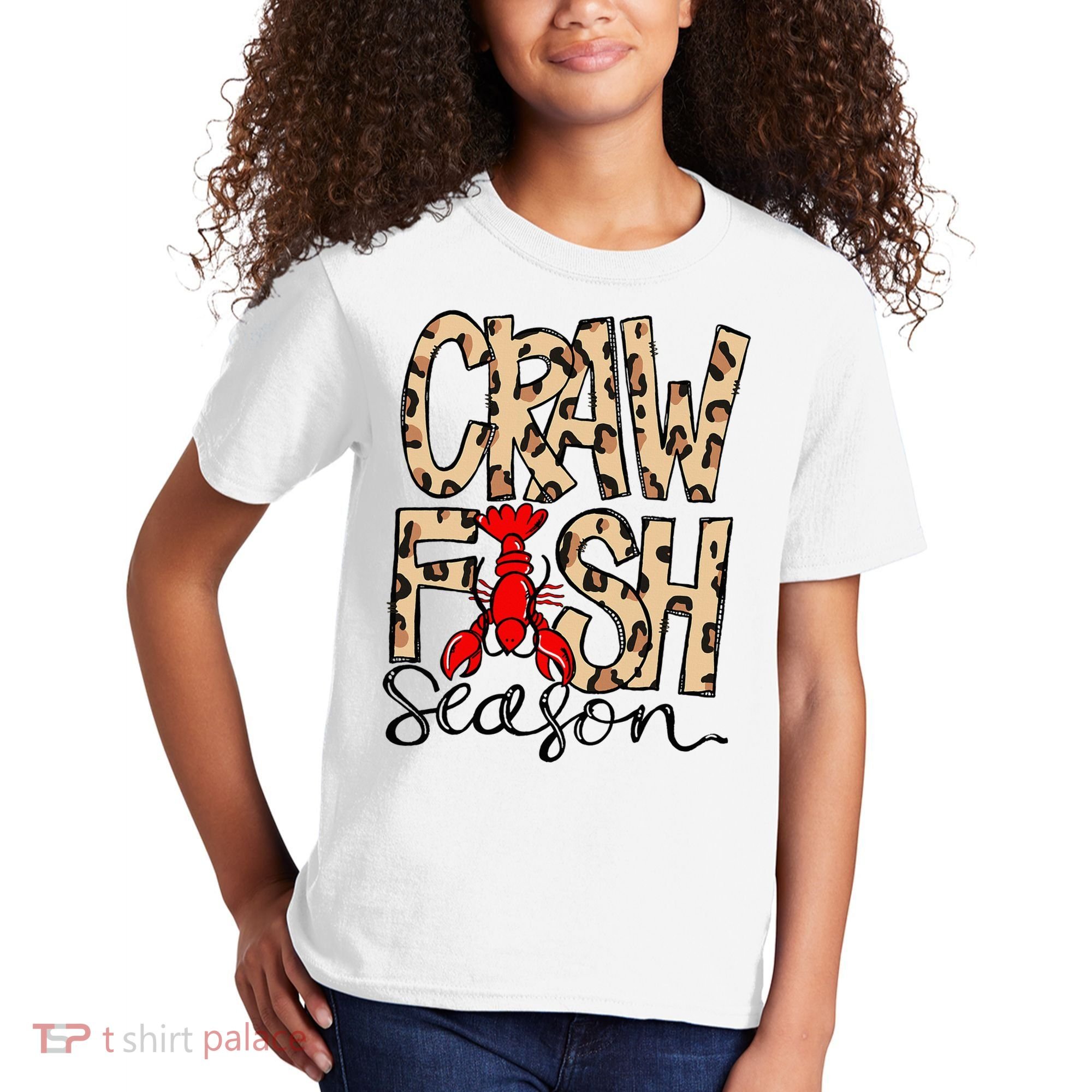 Craw Fish Season Leopard Love Crawfish Kids T-Shirt