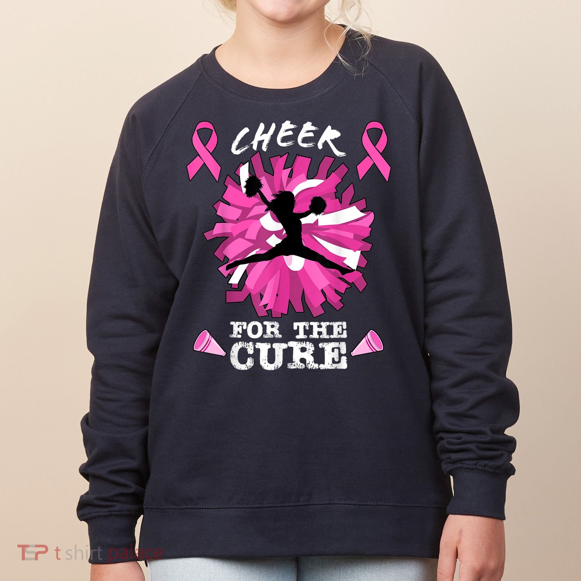 Cheer For The Cure Breast Cancer Awareness Month Cheerleader Women's Sweatshirt