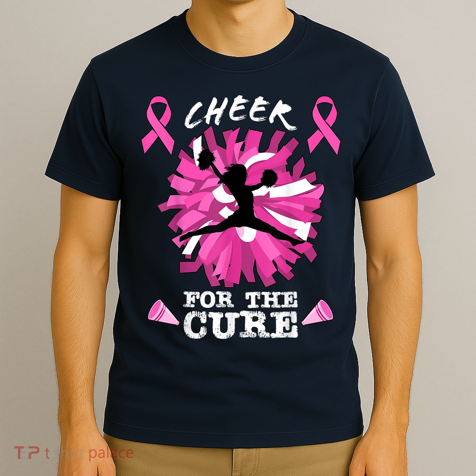 Cheer For The Cure Breast Cancer Awareness Month Cheerleader T-Shirt