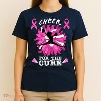 Cheer For The Cure Breast Cancer Awareness Month Cheerleader T-Shirt thumb 4