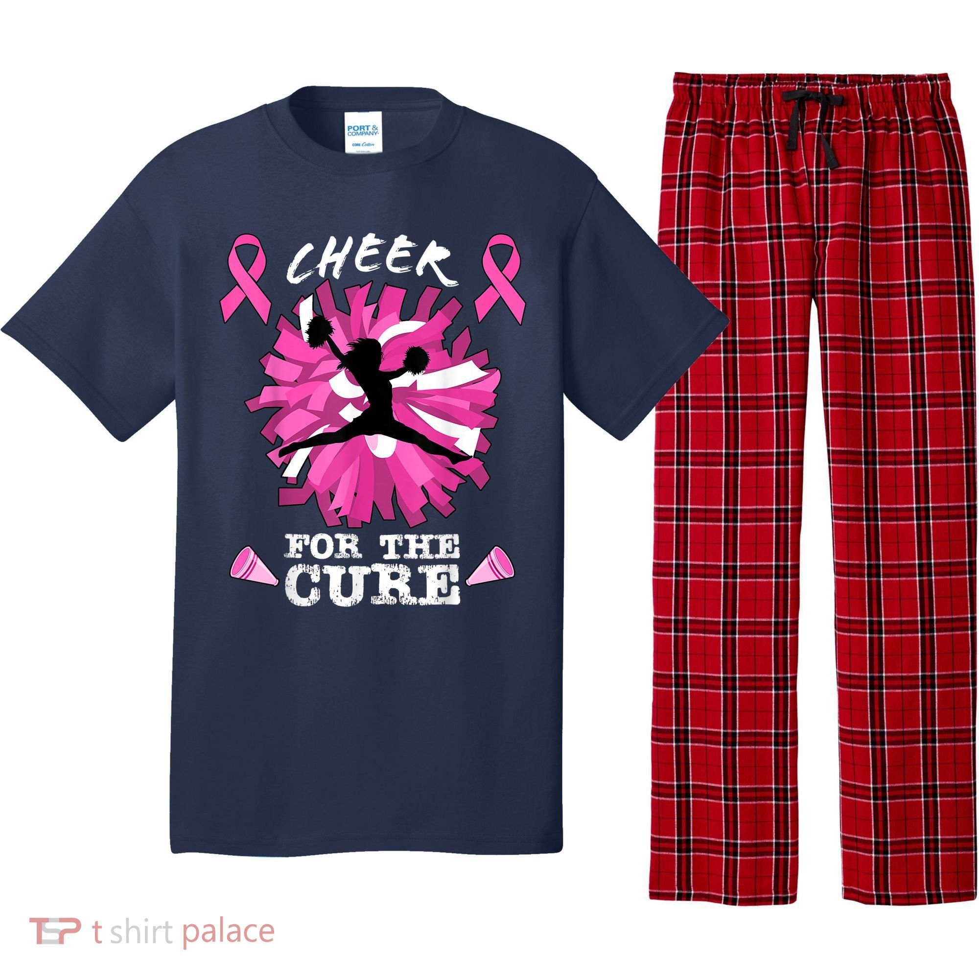 Cheer For The Cure Breast Cancer Awareness Month Cheerleader Pajama Set