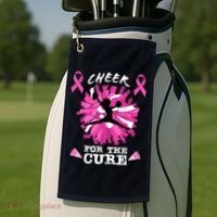 Cheer For The Cure Breast Cancer Awareness Month Cheerleader Golf Towel thumb 2