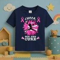 Cheer For The Cure Breast Cancer Awareness Month Cheerleader Toddler T-Shirt thumb 3