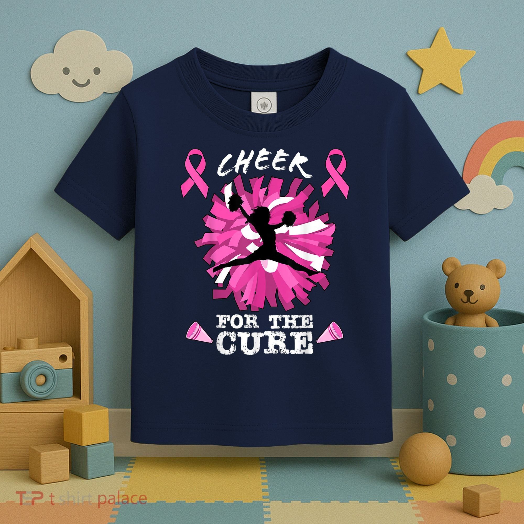 Cheer For The Cure Breast Cancer Awareness Month Cheerleader Toddler T-Shirt