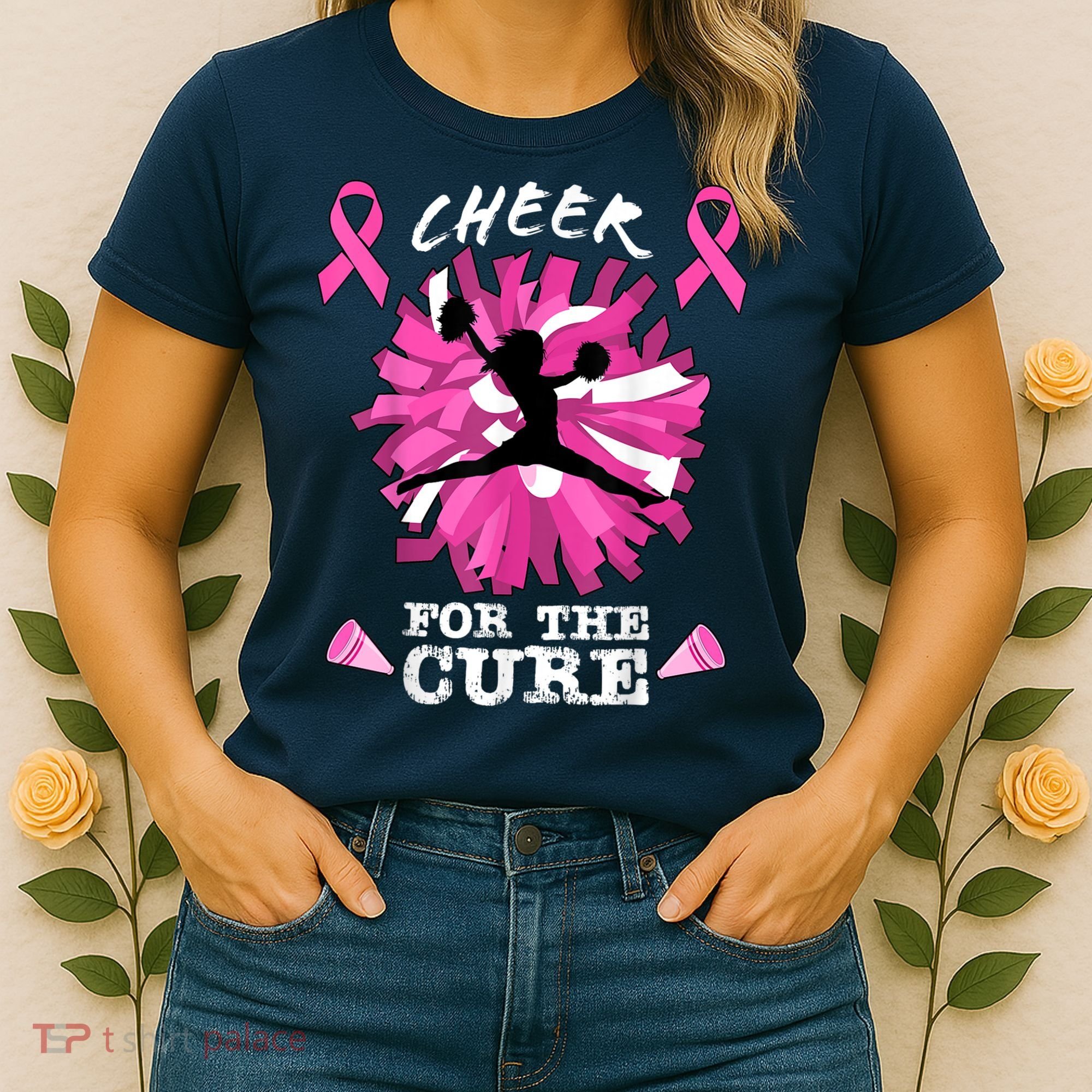 Cheer For The Cure Breast Cancer Awareness Month Cheerleader Women's T-Shirt