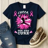 Cheer For The Cure Breast Cancer Awareness Month Cheerleader Women's T-Shirt thumb 3