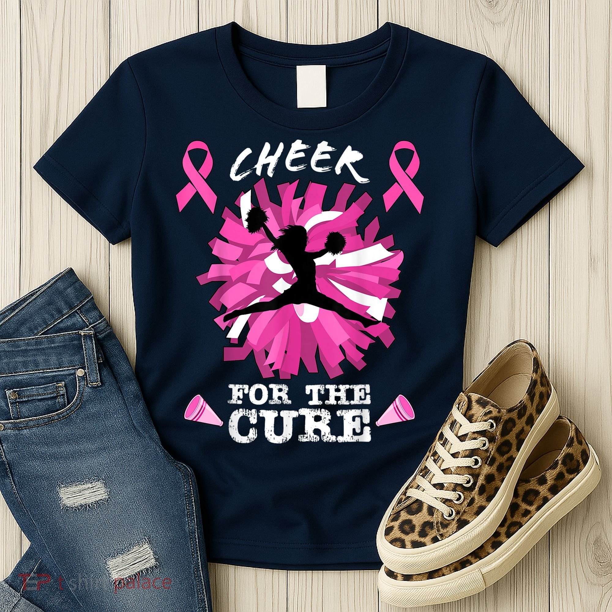 Cheer For The Cure Breast Cancer Awareness Month Cheerleader Women's T-Shirt